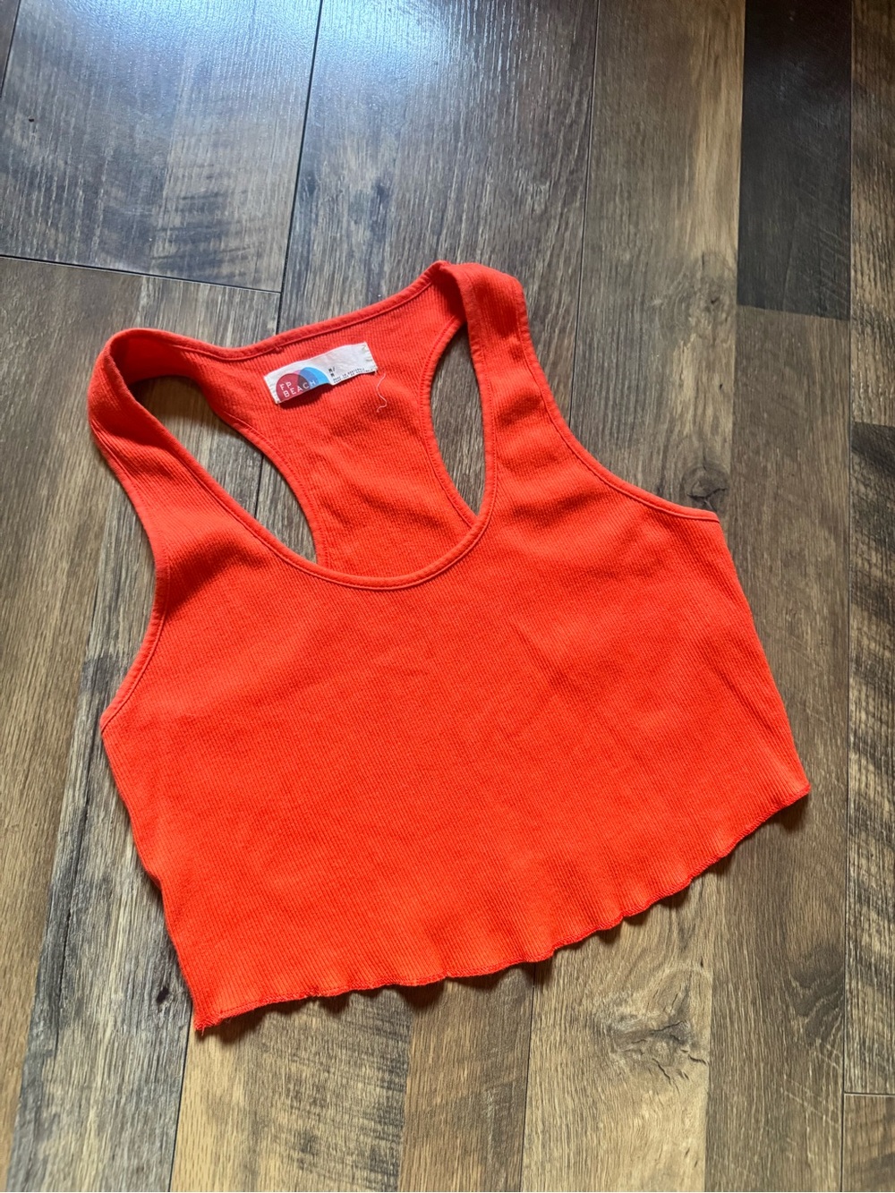 FP Beach Ribbed Racerback Crop Top - Bright Orange